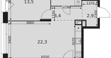 Apartamento 2 habitaciones en Rostokino District, Rusia