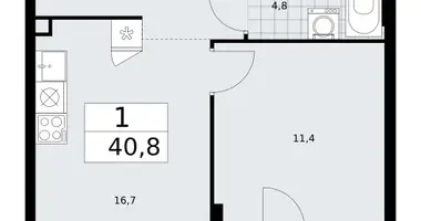 1 room apartment in Troitsk, Russia