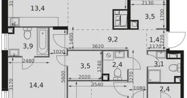 Apartamento 4 habitaciones en Moscú, Rusia