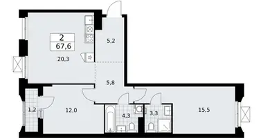 2 room apartment in Troitsk, Russia