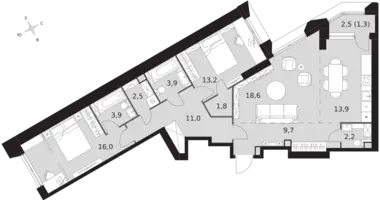 Apartamento 3 habitaciones en Konkovo District, Rusia