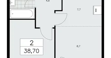 Appartement 2 chambres dans Moscou, Fédération de Russie