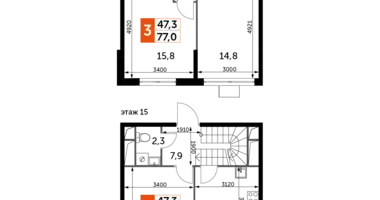 Apartamento 3 habitaciones en Razvilka, Rusia