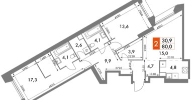 Квартира 2 комнаты в район Коньково, Россия