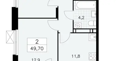 Apartamento 2 habitaciones en Moscú, Rusia