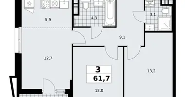 3 room apartment in poselenie Sosenskoe, Russia