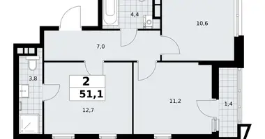 Wohnung 2 zimmer in poselenie Sosenskoe, Russland