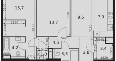 Apartamento 2 habitaciones en North-Western Administrative Okrug, Rusia