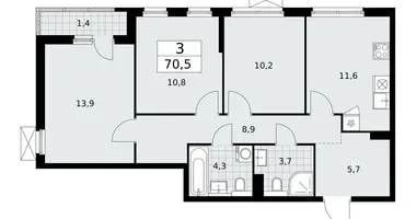 Apartamento 3 habitaciones en poselenie Sosenskoe, Rusia