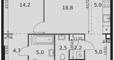 Appartement 2 chambres dans Moscou, Russie