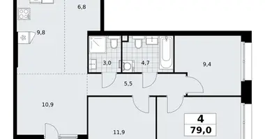 Apartamento 4 habitaciones en poselenie Sosenskoe, Rusia