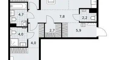 3 room apartment in Kommunarka, Russia