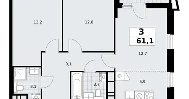 Apartamento 3 habitaciones en poselenie Sosenskoe, Rusia