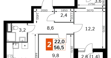 Appartement 2 chambres dans Moscou, Fédération de Russie