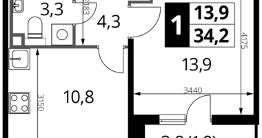 Mieszkanie 1 pokój w Nekrasovka District, Rosja