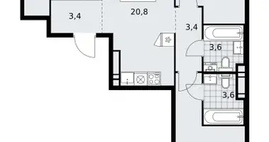 Apartamento 3 habitaciones en poselenie Sosenskoe, Rusia