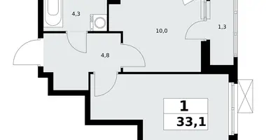 1 room apartment in Kommunarka, Russia