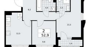 2 room apartment in Troitsk, Russia