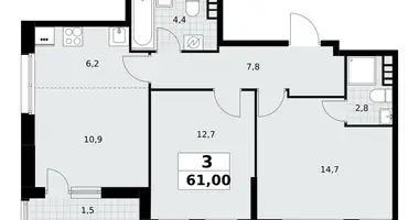 3 room apartment in Postnikovo, Russia