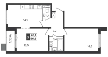 Apartamento 2 habitaciones en Leninsky District, Rusia