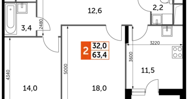 Apartamento 2 habitaciones en Razvilka, Rusia