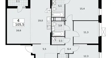 Apartamento 4 habitaciones en Moscú, Rusia