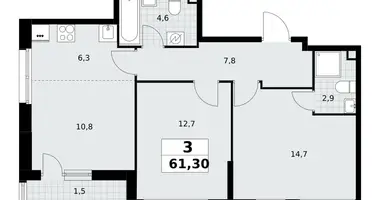 Apartamento 3 habitaciones en Postnikovo, Rusia