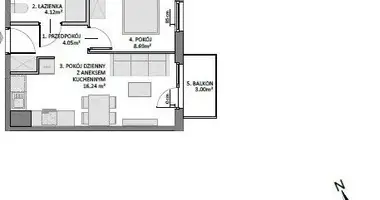 Apartamento 2 habitaciones en Danzig, Polonia