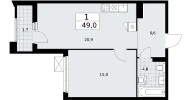 1 room apartment in Troitsk, Russia