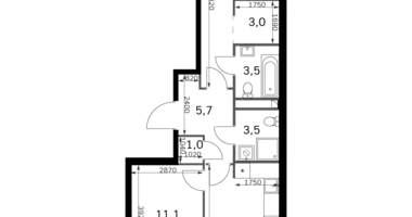 Apartamento 2 habitaciones en Moscú, Rusia