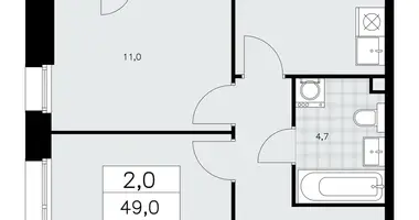 Apartamento 2 habitaciones en poselenie Sosenskoe, Rusia