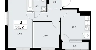 Apartamento 2 habitaciones en Kommunarka, Rusia