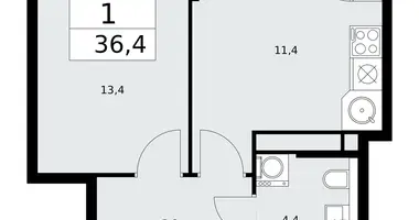 Apartamento 1 habitación en poselenie Sosenskoe, Rusia