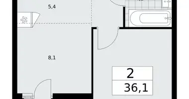 Appartement 2 chambres dans Moscou, Fédération de Russie