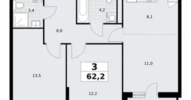 Apartamento 3 habitaciones en Postnikovo, Rusia