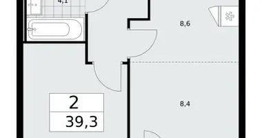 Apartamento 2 habitaciones en Moscú, Rusia