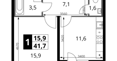 Квартира 1 комната в Ленинский район, Россия