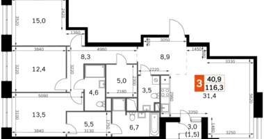 Apartamento 4 habitaciones en Moscú, Rusia