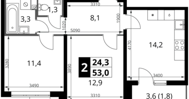 Apartamento 2 habitaciones en Leninsky District, Rusia