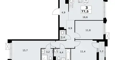 Квартира 3 комнаты в район Троицк, Россия