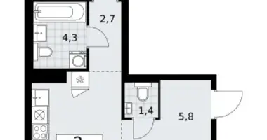 Apartamento 2 habitaciones en Troitsk, Rusia