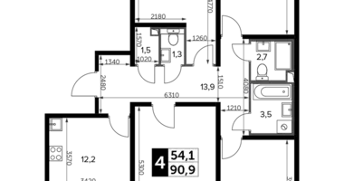 4 room apartment in Leninsky District, Russia
