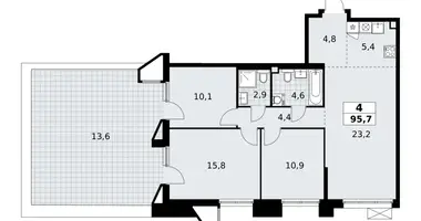 Apartamento 4 habitaciones en poselenie Sosenskoe, Rusia