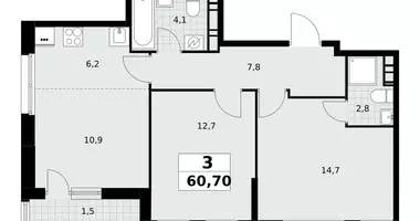 Apartamento 3 habitaciones en Postnikovo, Rusia