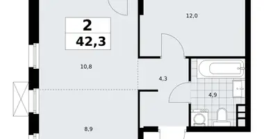 Wohnung 2 zimmer in Südwestlicher Verwaltungsbezirk, Russland