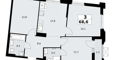 Appartement 3 chambres dans Troïtsk, Russie