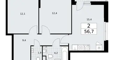 Apartamento 2 habitaciones en Vnukovo, Rusia
