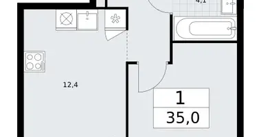 Apartamento 1 habitación en Vnukovo, Rusia