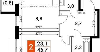 Квартира 2 комнаты в Развилка, Россия