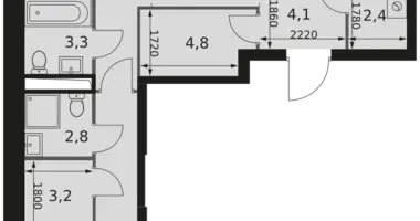 3 room apartment in Moscow, Russia